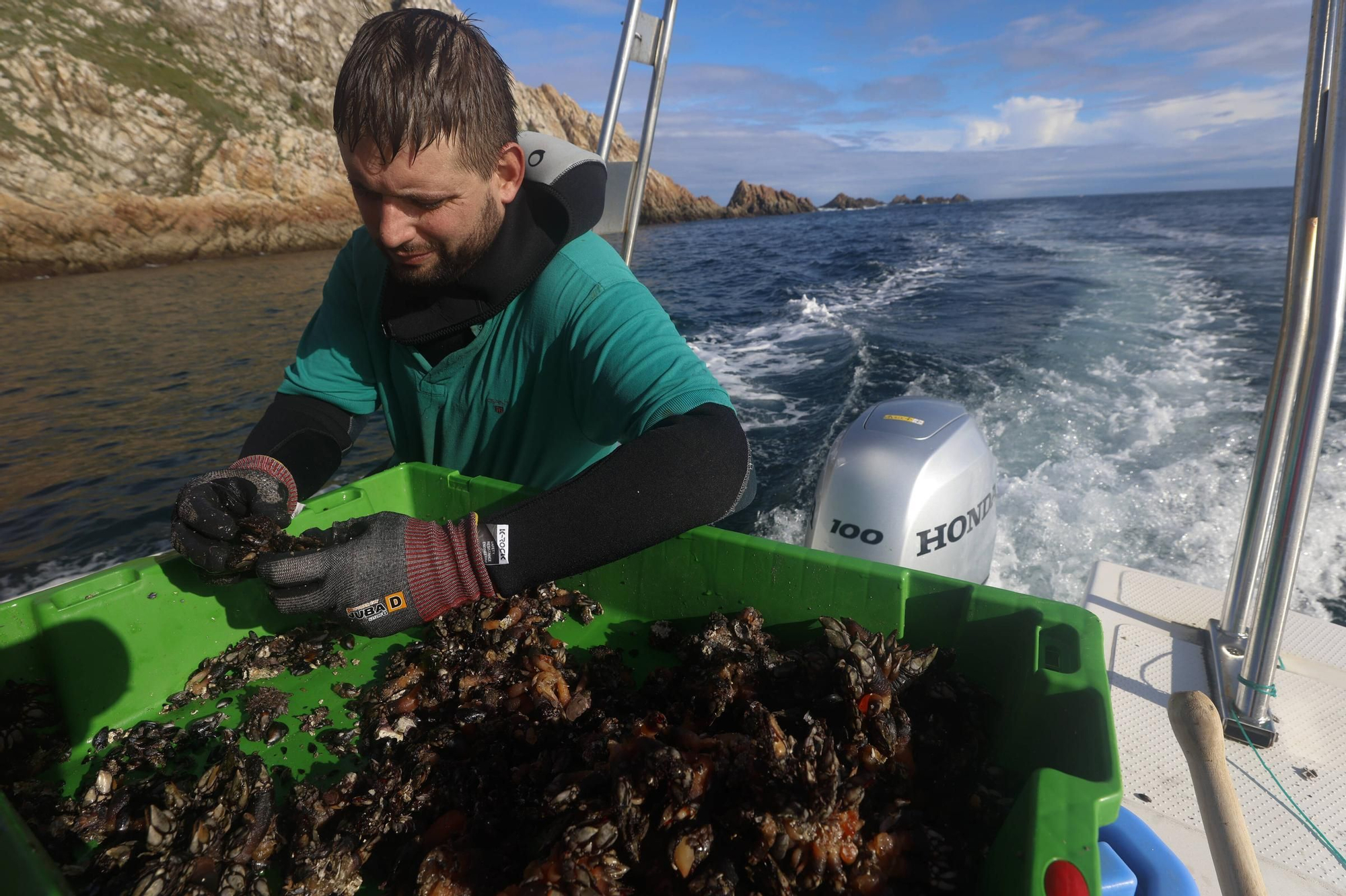 EN IMÁGENES: Así es la dura jornada de los perceberos del cabo Peñas: un oficio de alto riesgo a merced de las olas