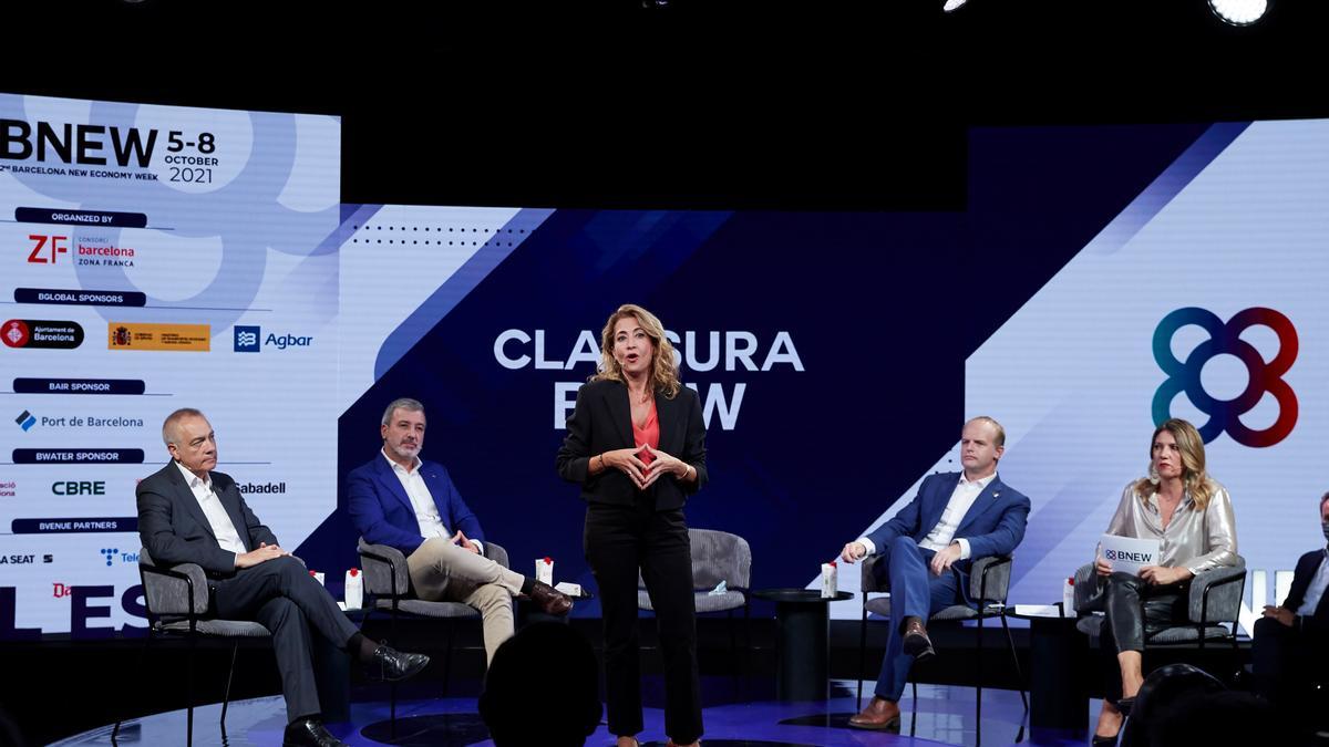 La ministra de Transportes, Raquel Sánchez, en el acto de clausura del salón BNEW.