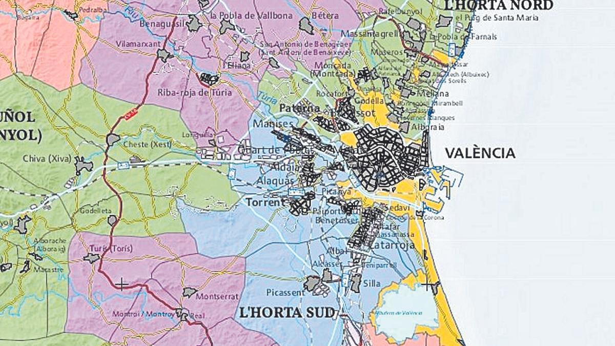 El nuevo mapa de las comarcas valencianas. L'Horta oest desaparece