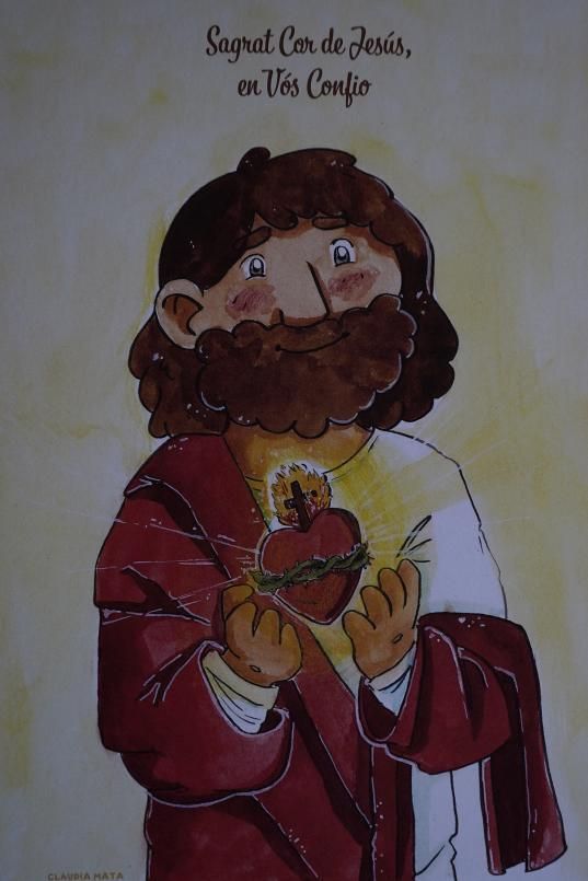 Il·lustració del Sagrat Cor de Jesús, realitzada per Clàudia Mata