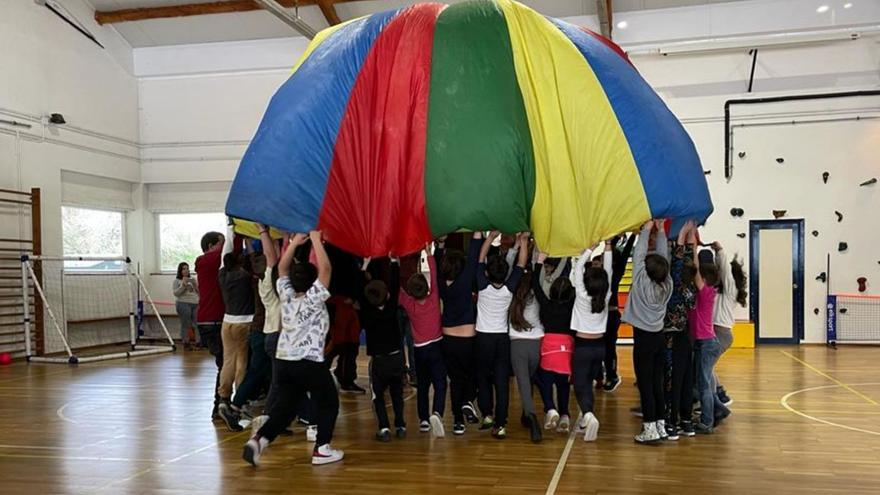 Alumnos del colegio tomiñés, durante una de las actividades.