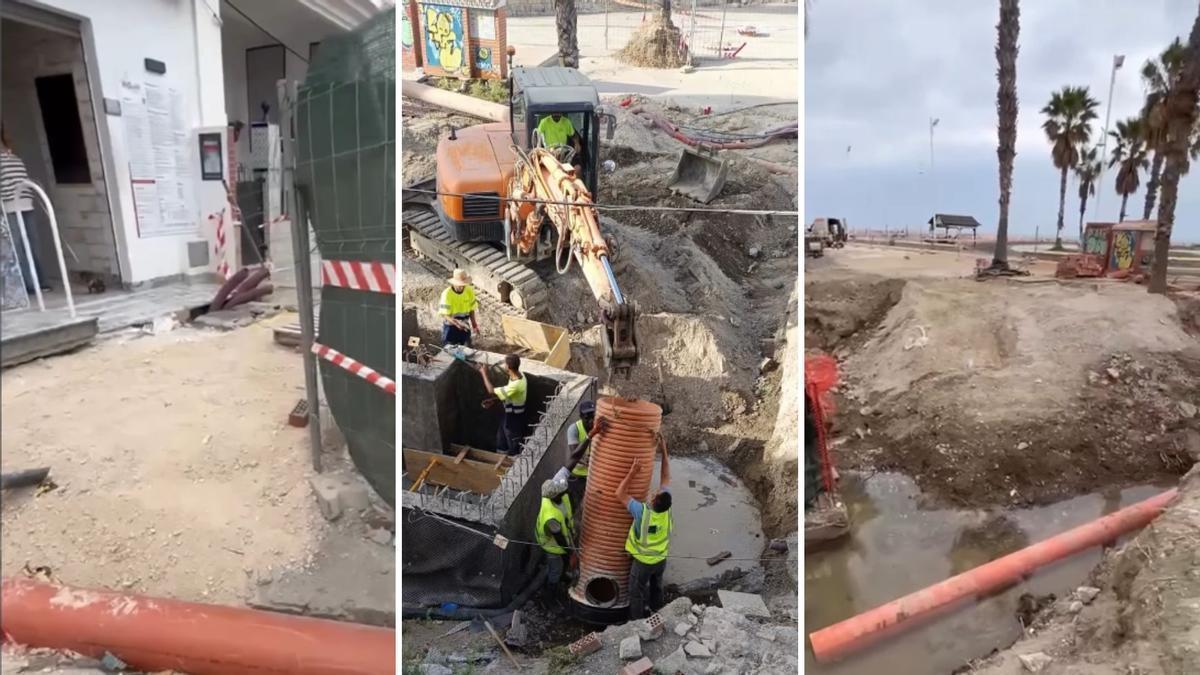 Obras actuales en la terraza del Mafalda en Pedregalejo.