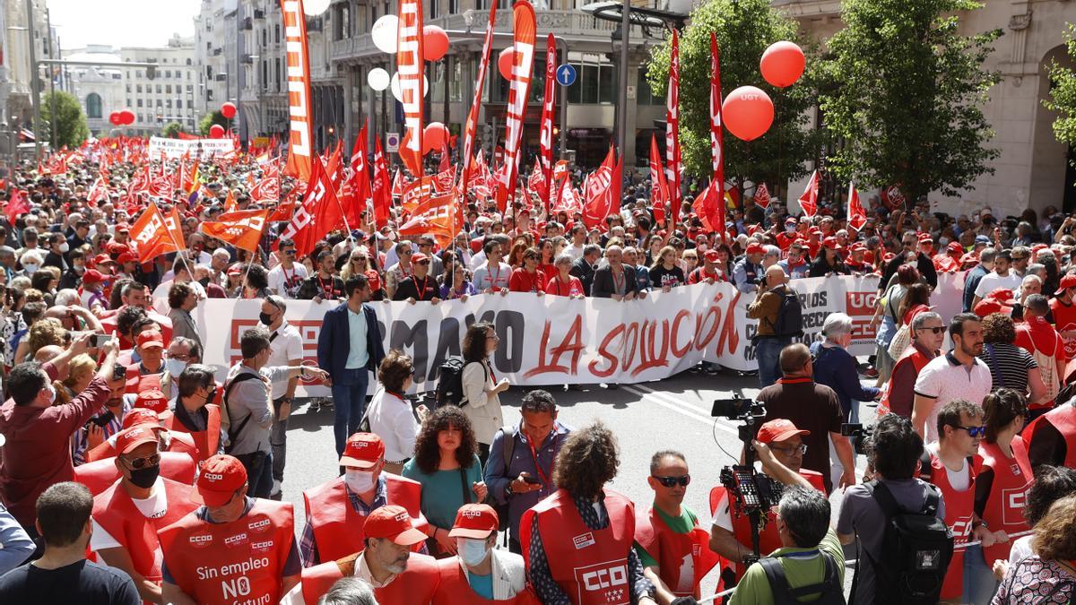 Manifestación del 1º de Mayo celebrada este domingo en Madrid.