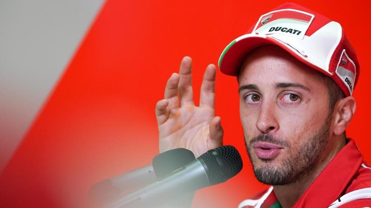 El italiano Andrea Dovizioso (Ducati), lider de MotoGP, en la conferencia de Misano (Italia).