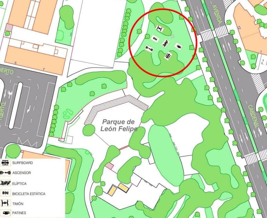 Proyecto de instalación de zona biosaludable en parque León Felipe.