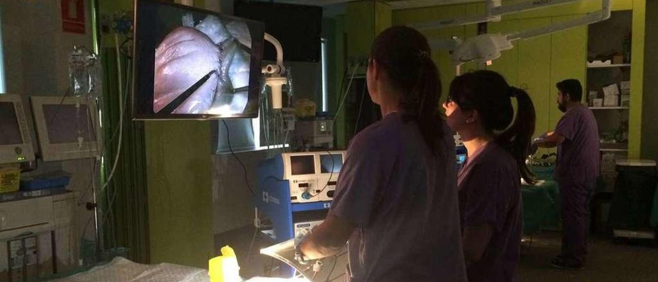 Una intervención por laparoscopia en el Hospital Montecelo. // Gustavo Santos