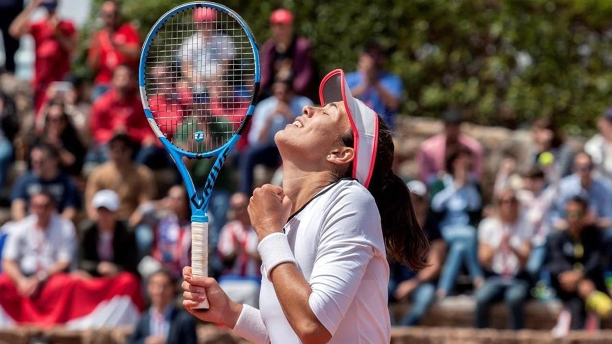 Muguruza celebra su victoria