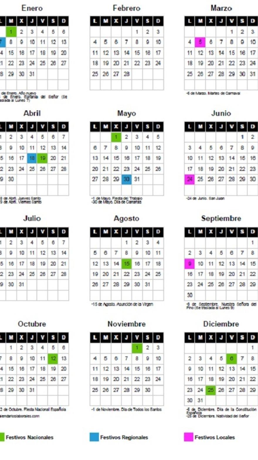 Calendario Laboral 2019 | Canarias tendrá 14 días festivos - La Provincia