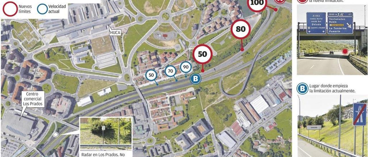 El límite de 50 km/h de la autopista &quot;Y&quot; en Santullano empezará un kilómetro antes