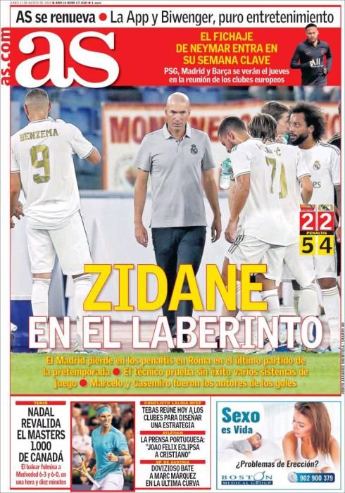 Portada AS lunes 12 de agosto de 2019