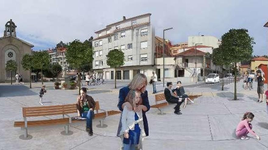 Recreación virtual de cómo quedará la plaza de A Granxa. // FdV