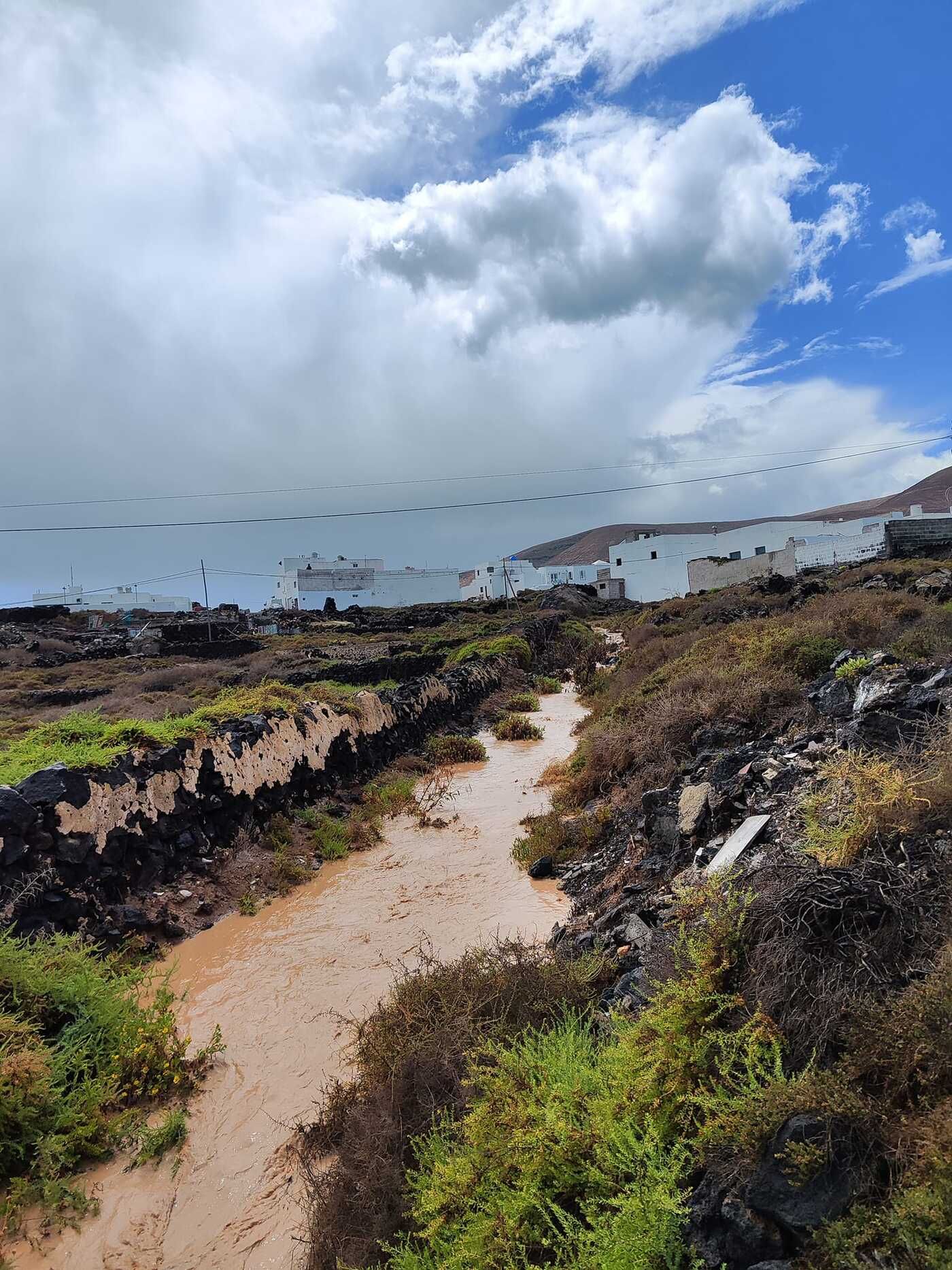 Efecto de la lluvia de la DANA en Órzola (Haría), en el norte de Lanzarote