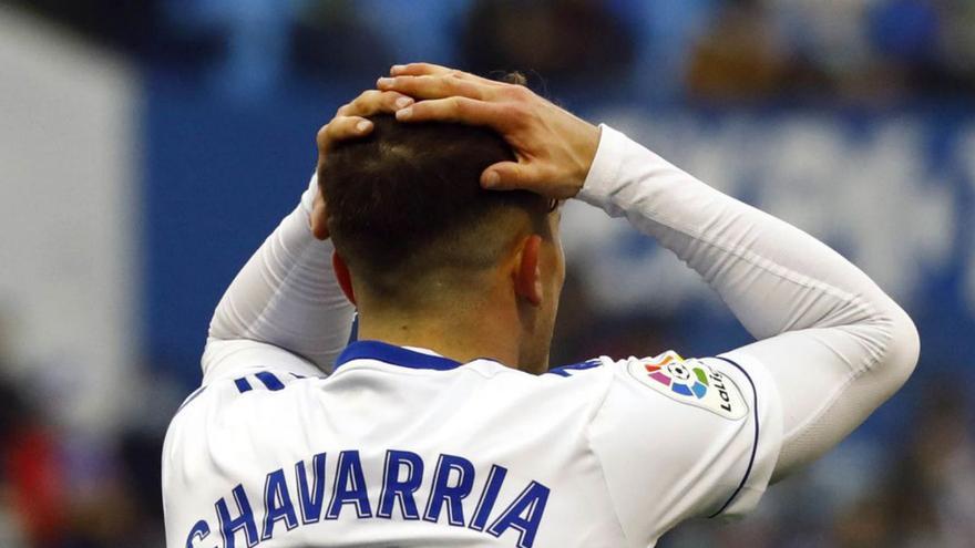Pep Chavarría se lamenta en un lance del partido contra el Tenerife.