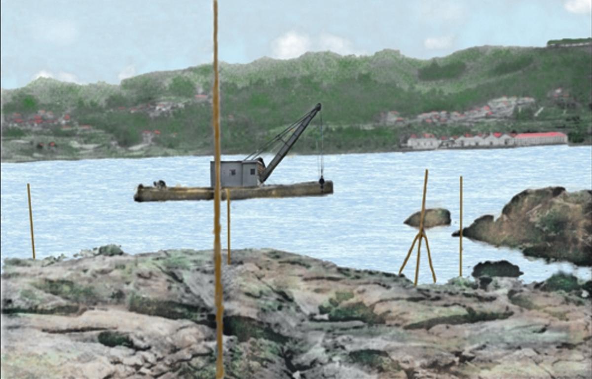 Outra imaxe das obras no ano 1946.