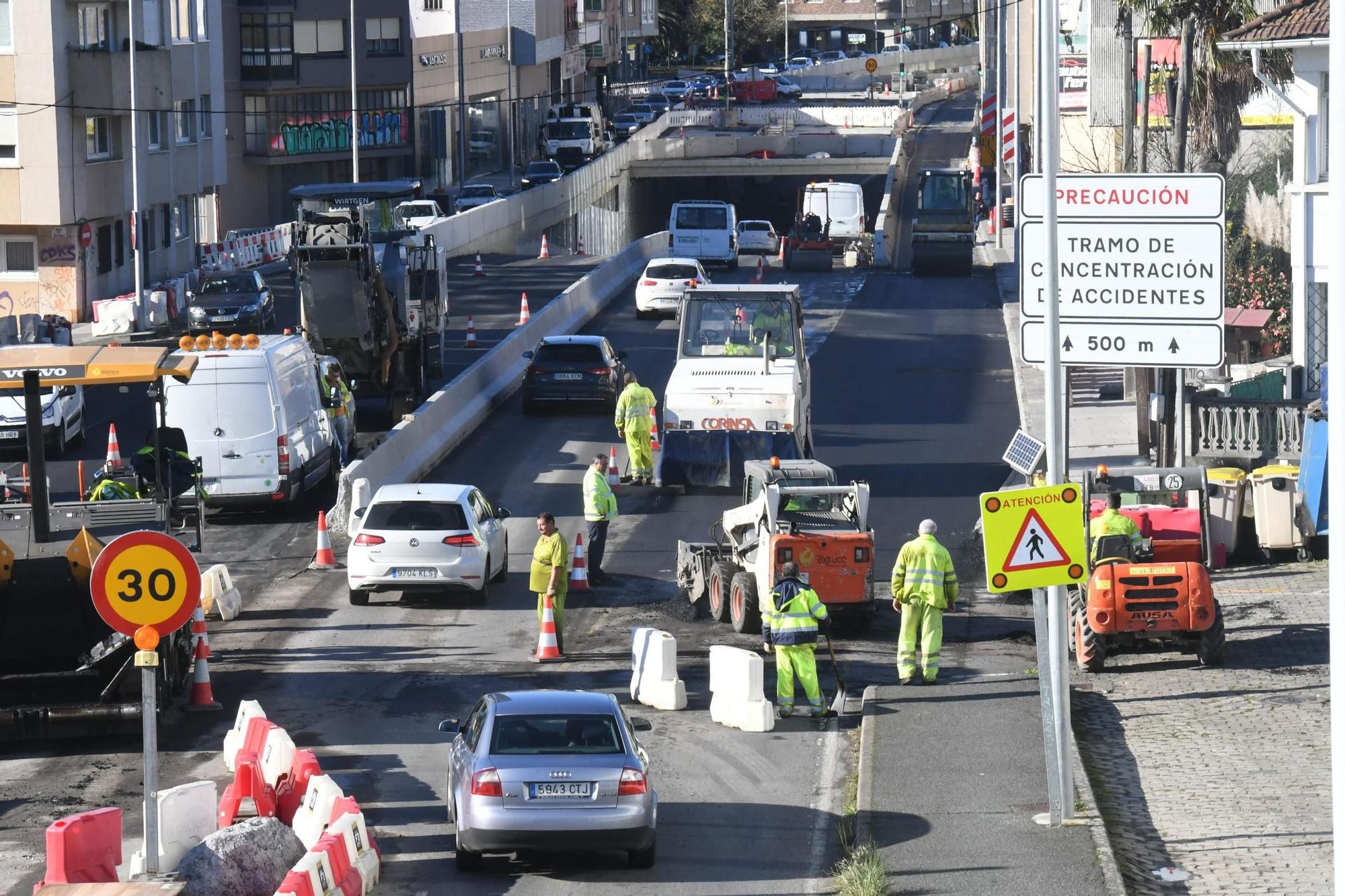 Abre el paso inferior de Sol y Mar de forma provisional solo en dirección A Coruña por obras