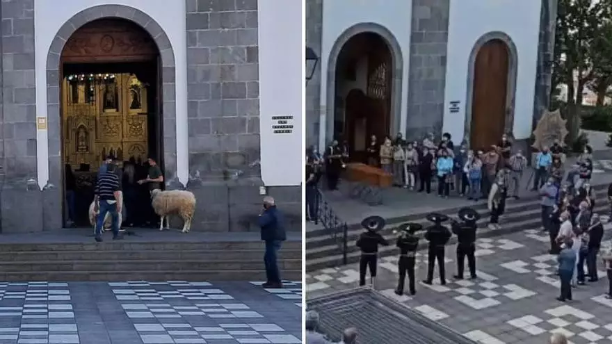 Unos mariachis cantan en un funeral en Valleseco