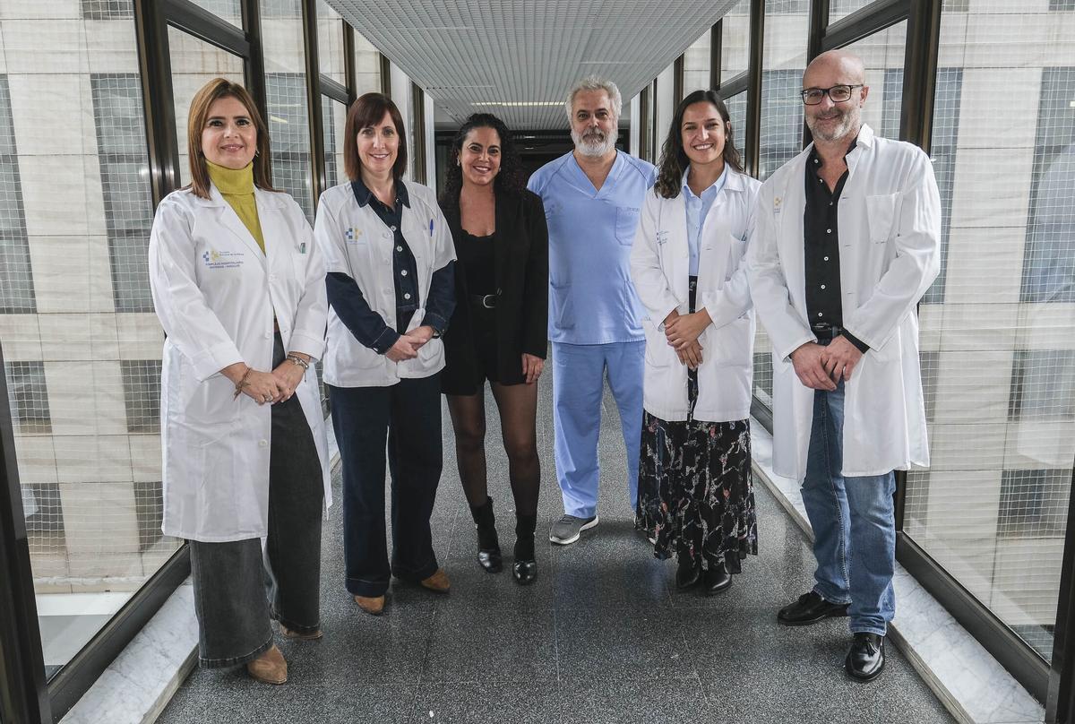 De izquierda a derecha, Rita Guerra, Ingrid Auyanet, Almudena Santana, Nicandro Reyes, Laura Vera y Patricio Navarro.