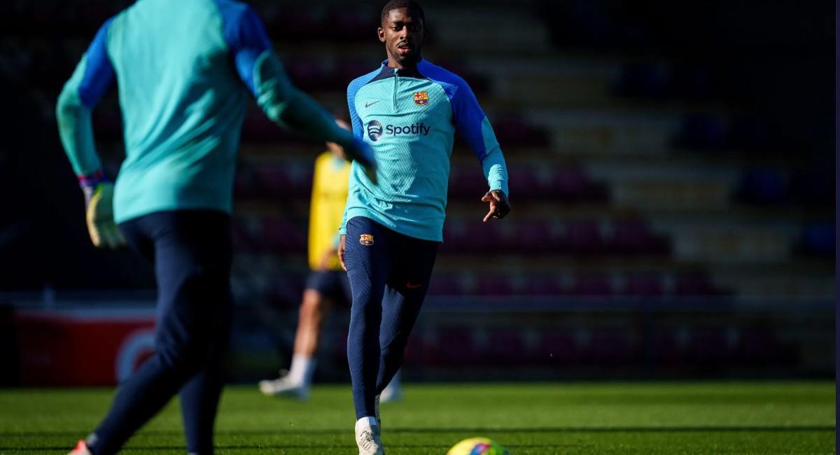 Dembélé, en un entrenamiento con el Barça en la ciudad deportiva de Sant Joan Despí.