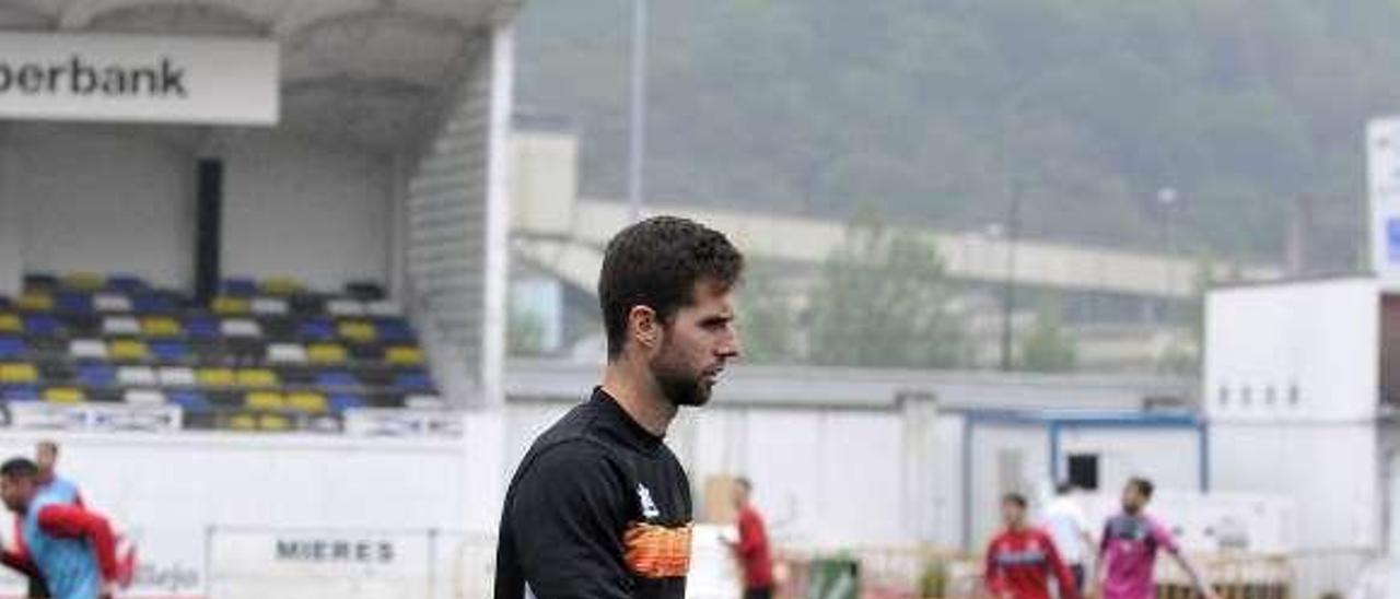 Javi Díaz, durante el entrenamiento del Caudal de ayer.