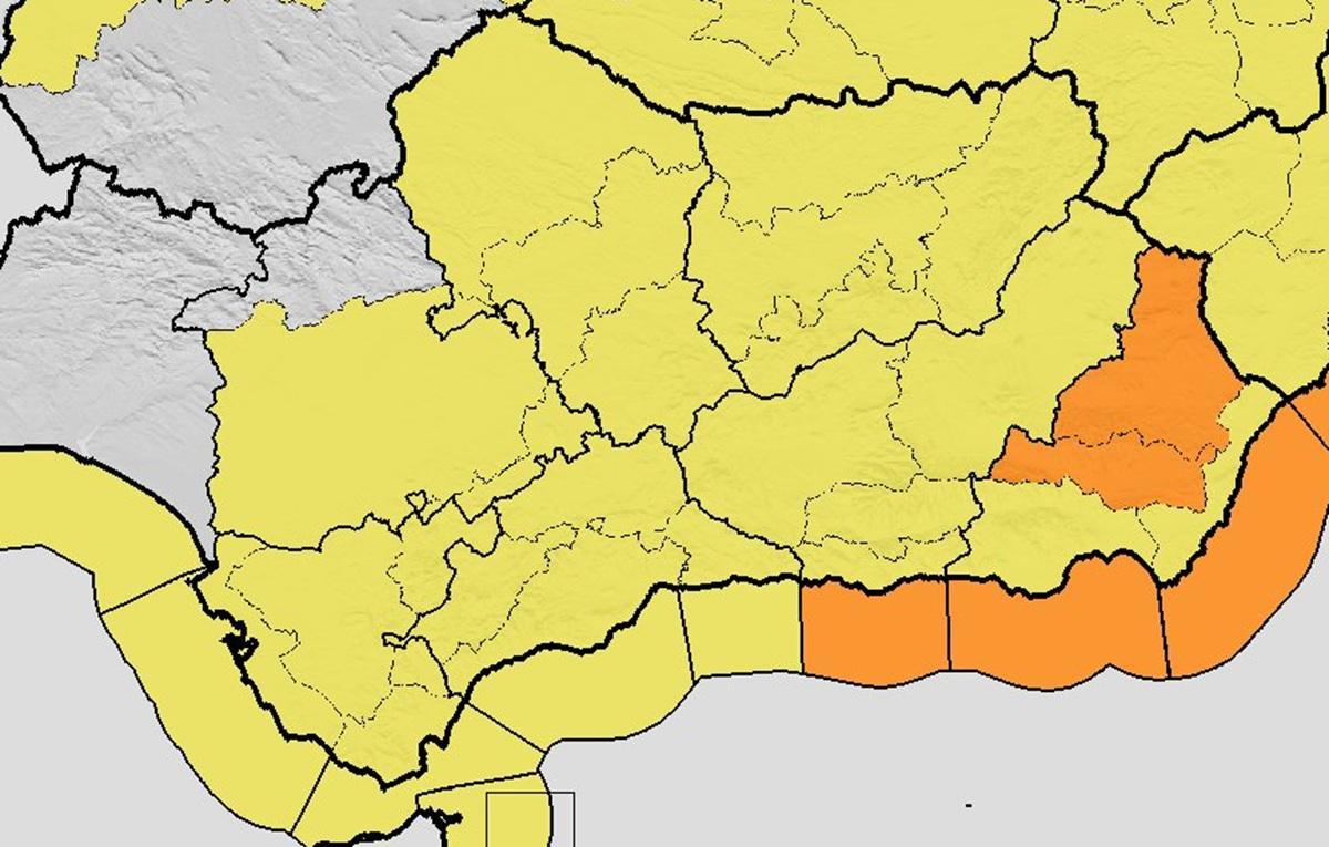 Mapa de avisos de la Aemet.