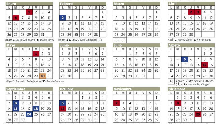 Calendario laboral de Canarias para 2015.