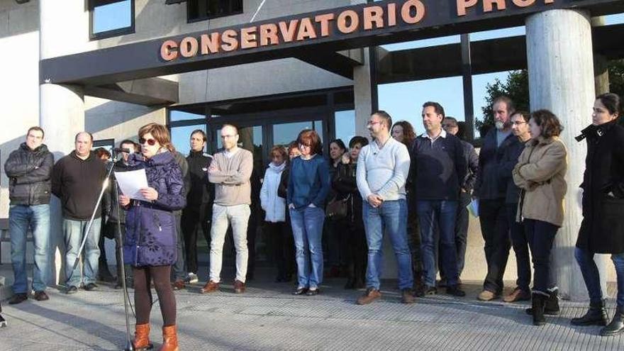 Paro de protesta en el Conservatorio Profesional de Música de Ourense. // Iñaki Osorio