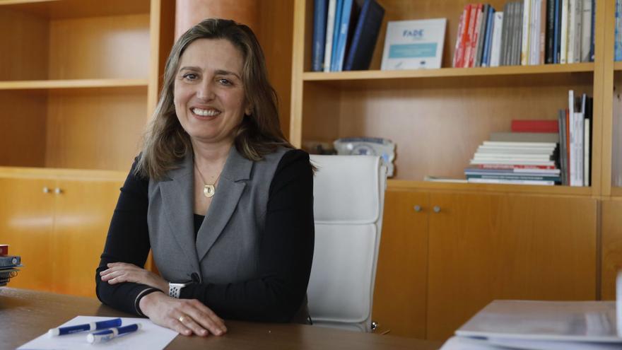 María Calvo, el pasado viernes, en su despacho presidencial de FADE, en Oviedo. | FERNANDO RODRÍGUEZ