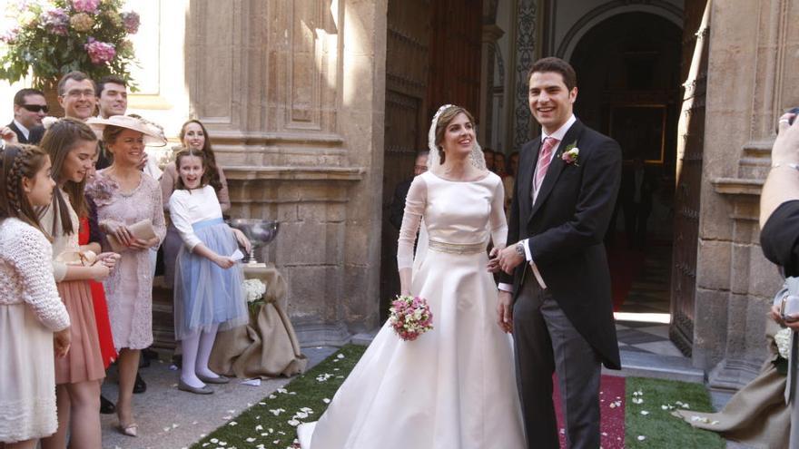 Instante en el que los recién casados salieron del Convento de las Anas.