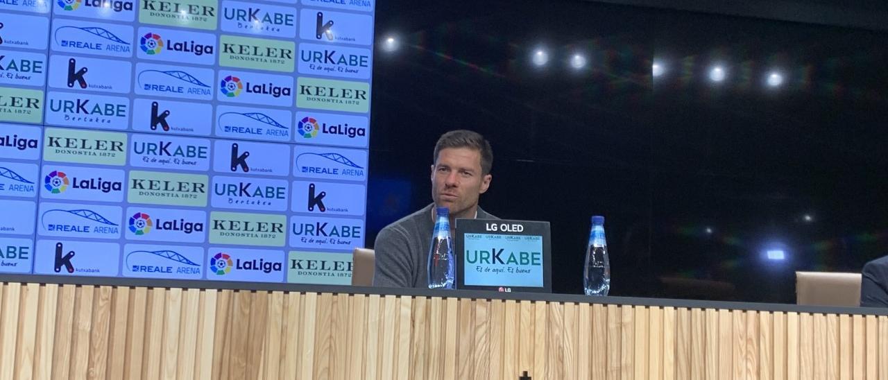 Xabi Alonso, ayer, en la sala de prensa del Real Arena.