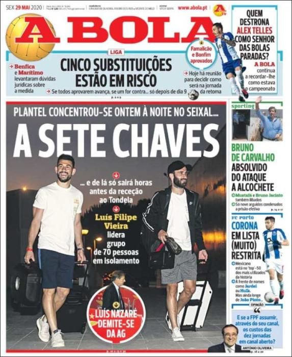 Portada A BOLA viernes 29 mayo 2020