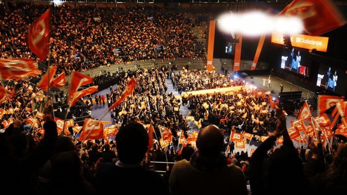 Imagen del mitin de Ciudadanos en el palacio de Vistalegre de Madrid.