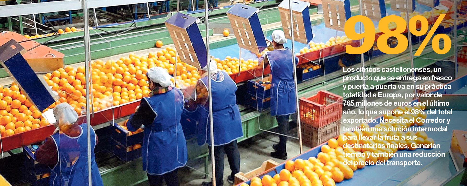 Un momento de trabajo en un almacén de naranja en Vila-real, en una imagen de archivo.