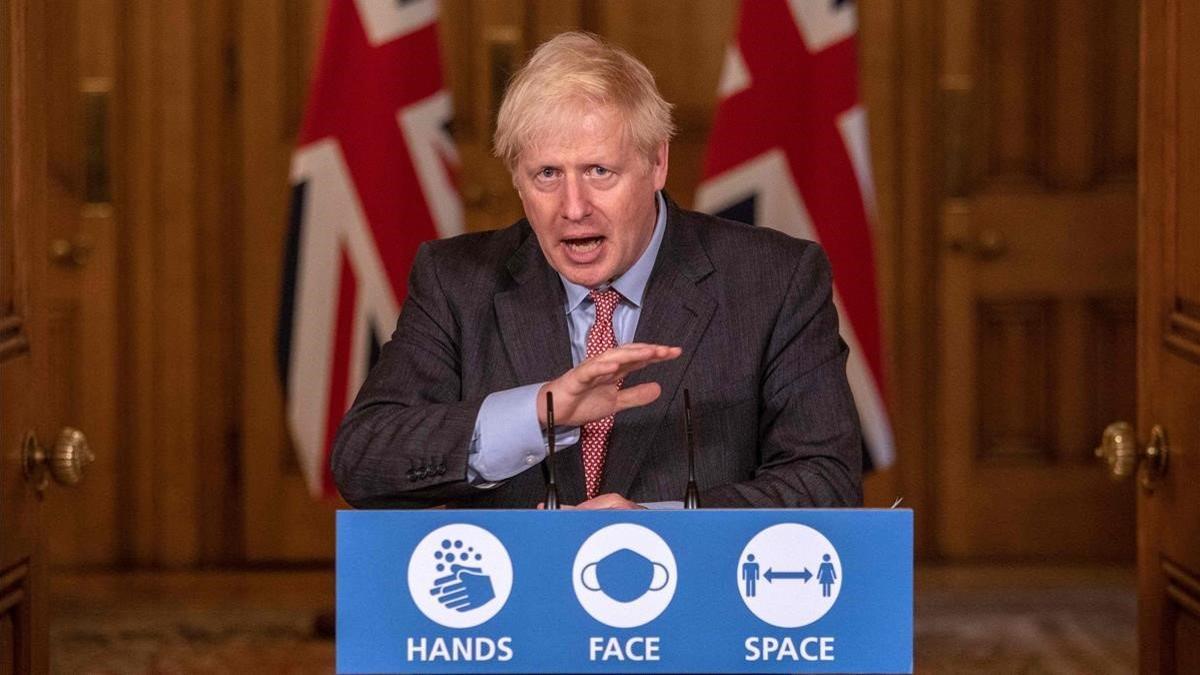 El primer ministro británico, Boris Johnson, durante la comparecencia de este miércoles.