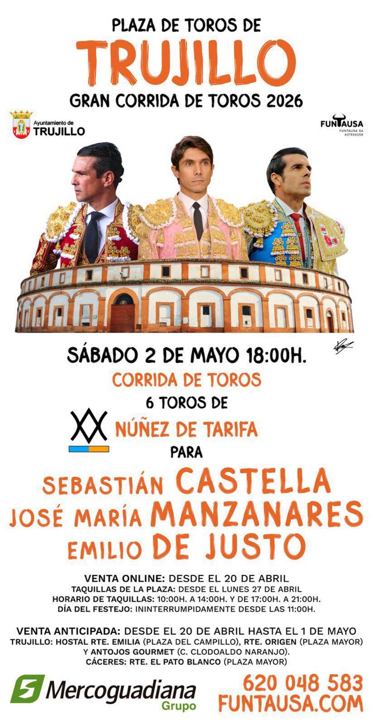 Cartel de la corrida de toros en Trujillo