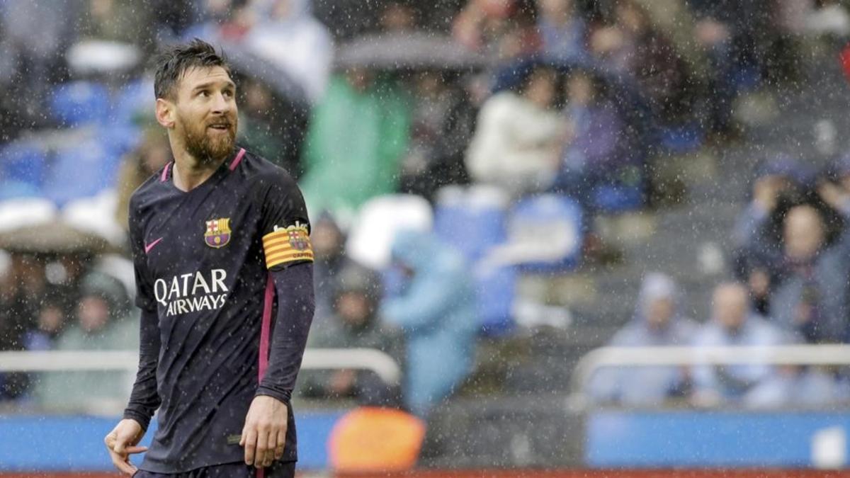 Messi, durante el partido del Barça ante el Deportivo en Riazor.