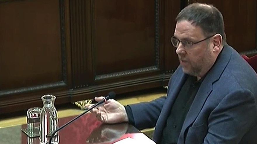 Oriol Junqueras, durante el juicio del 'procés'. Oriol Junqueras, durante el juicio del 'procés'.