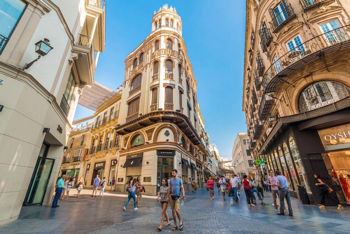 Zona de compras en el centro de Sevilla