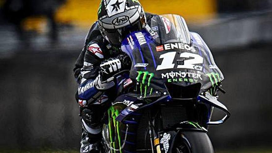 Maverick Viñales durant els entrenaments ahir a Assen.