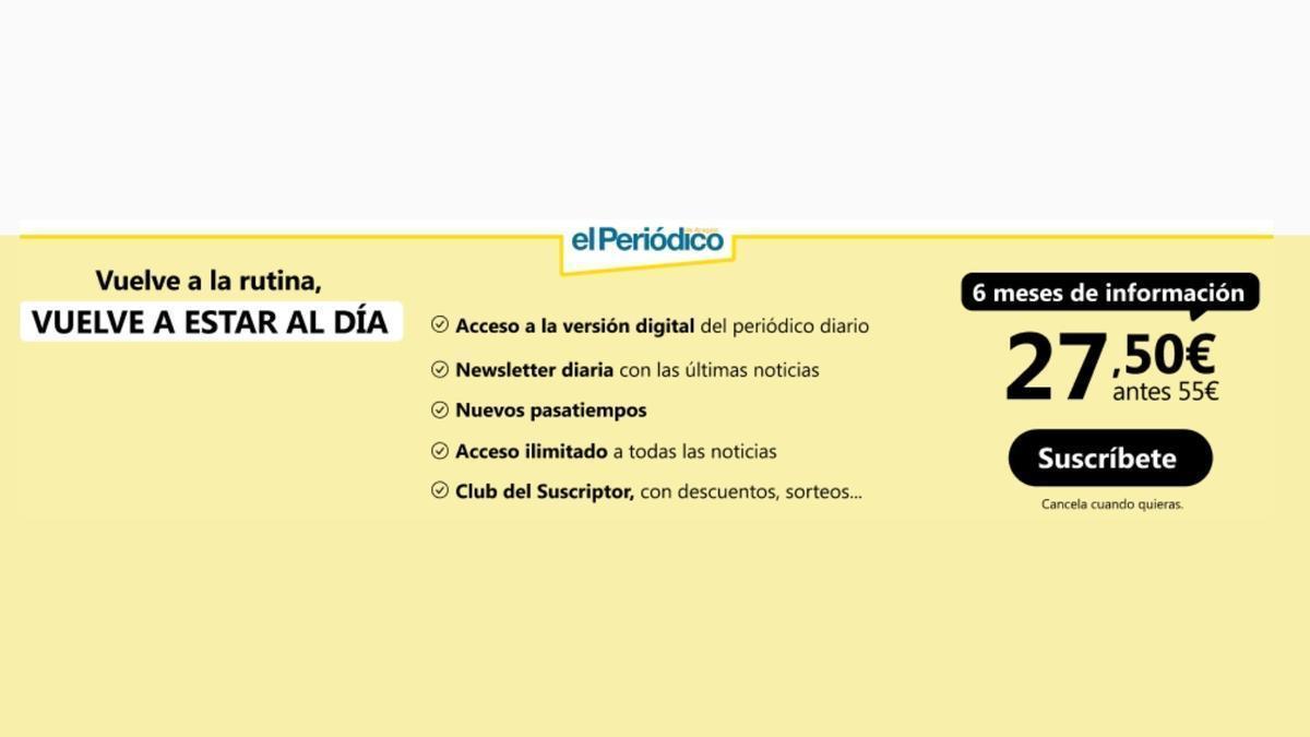 Vuelve a la rutina con una suscripción a EL PERIÓDICO DE ARAGÓN con un 50% de descuento.