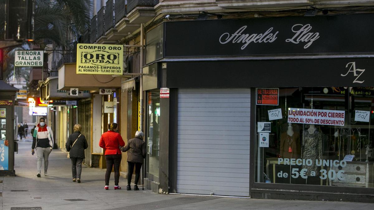 Comercios cerrados en la ciudad de Alicante