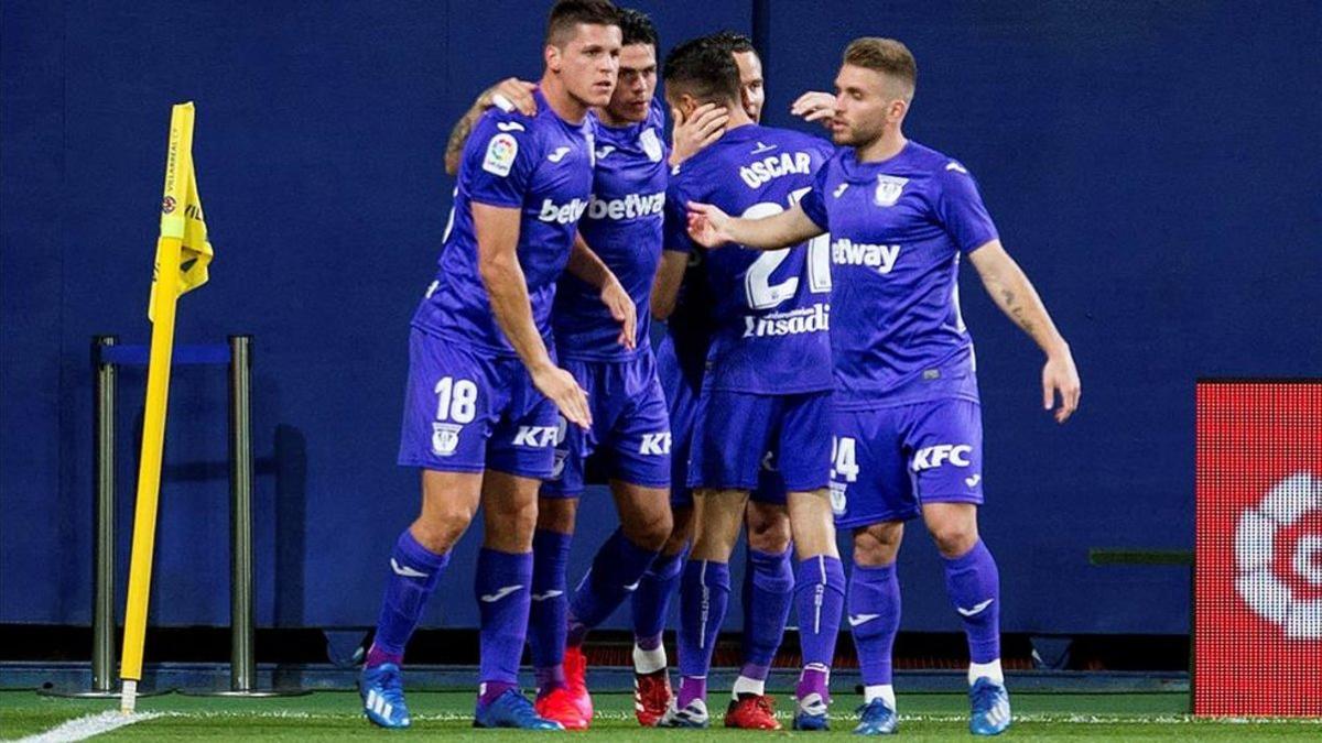 Jugadores del Leganés celebrando un gol