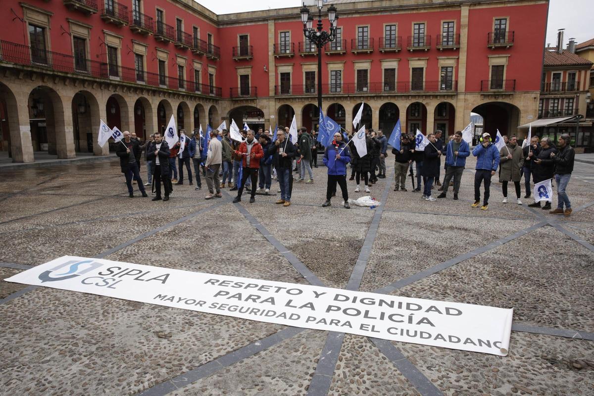 Protesta del Sipla en la Plaza Mayor.