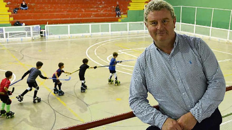 José Luis Otero, en Riazor, durante un entrenamiento de hockey sobre patines. | arcay/roller agencia