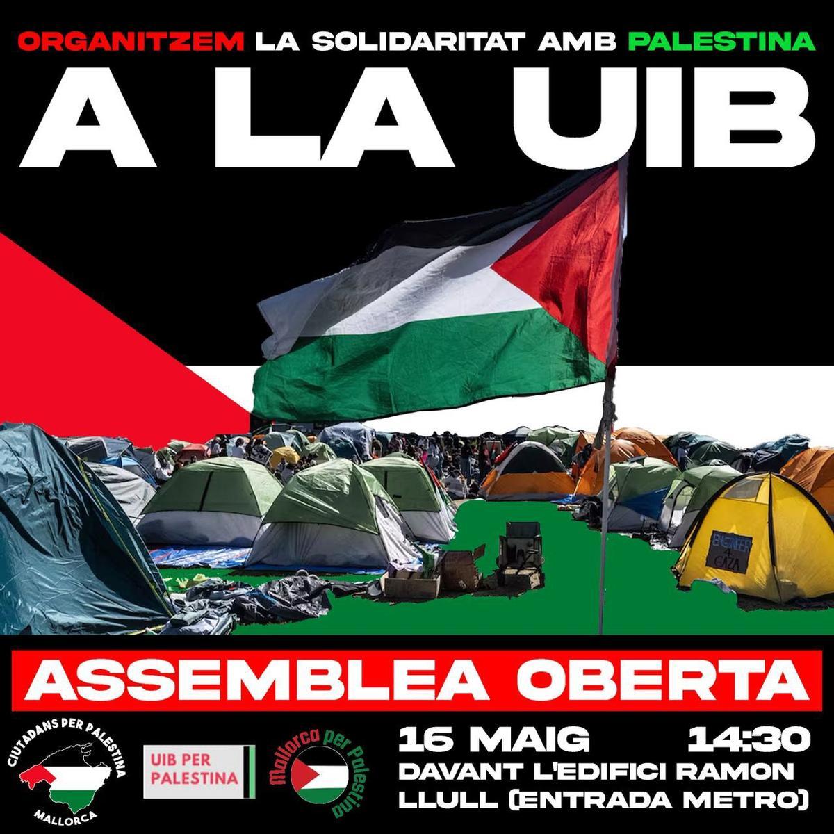 Convocatoria de la asamblea de Ciutadans per Palestina en la UIB.