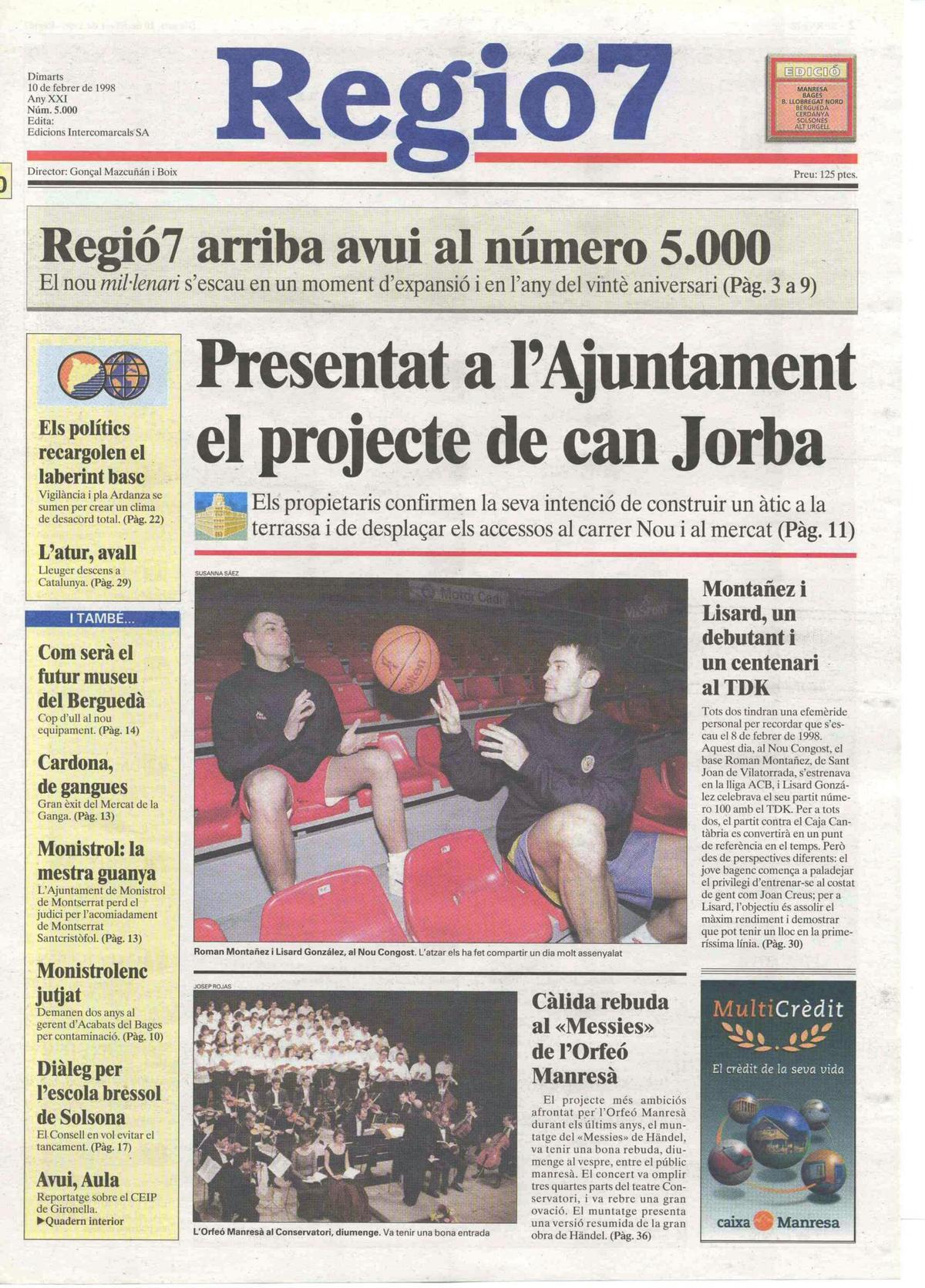La portada 5.000 de Regió7 del 9 de desembre del 1994