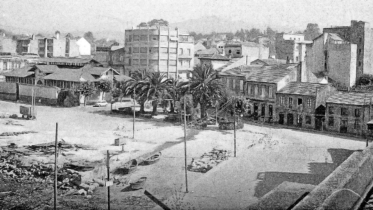 O mercado de Bouzas nunha imaxe dos anos 60 do pasado século.