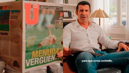 Luis Figo ya es viral por volver a calentar el Clásico... con un cochinillo