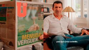 Luis Figo ya es viral por volver a calentar el Clásico... con un cochinillo