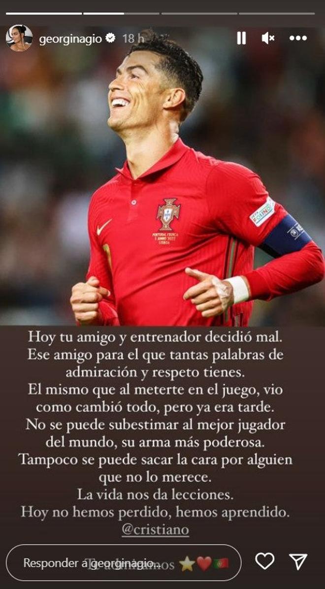 Mensaje de Georgina Rodríguez a Cristiano Ronaldo