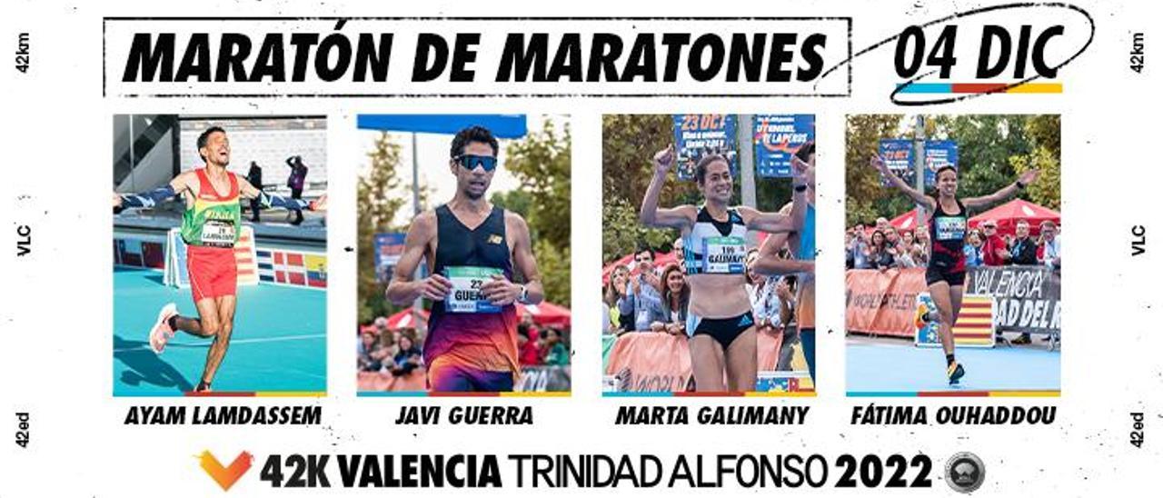 Atletas de Élite nacional que estarán el 4 de diciembre en la salida del Maratón Valencia Trinidad Alfonso.